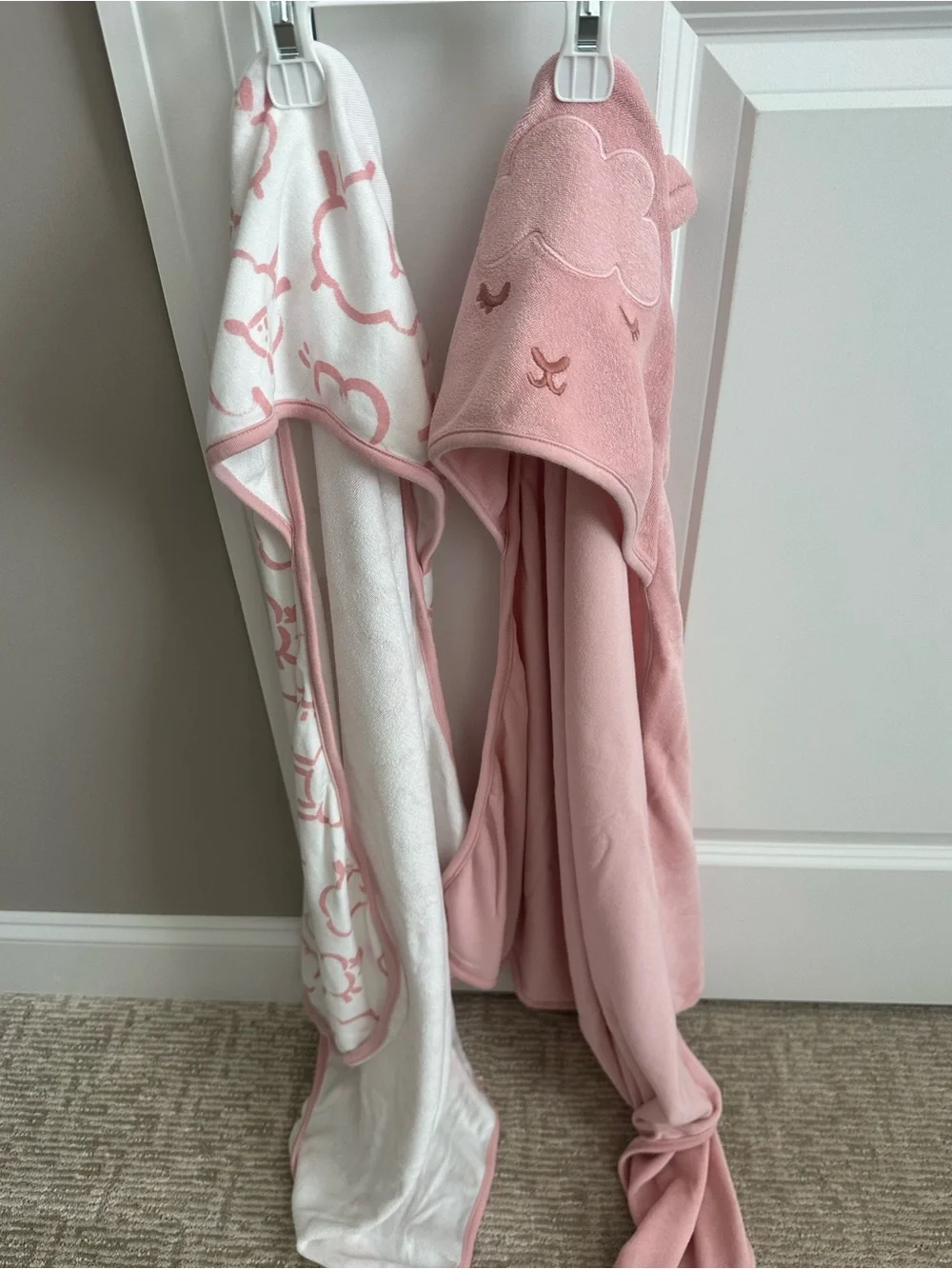 Carter's Soft Pink Hooded Baby Towel - Plush Cloud Design